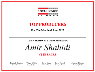 Top Producer (Ranked #2 out of 284 agents) June 2022