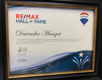 Re/Max Hall of Fame  Award 2020