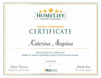 Homelife University Higher standard certificate