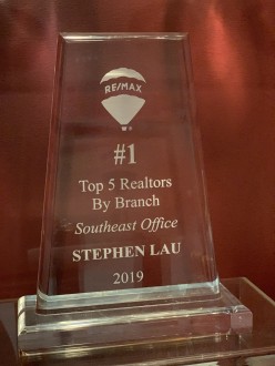 #1 REALTOR (2019 sales performance) award @ RE/MAX Real Estate (southeast Edmonton office)
